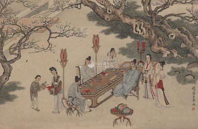 现代 赵蕴玉 春夜宴桃李园图