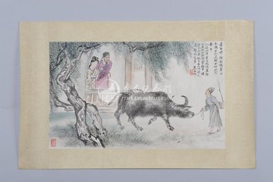 1981年朱梅村李白诗意画《谢令妻》镜片