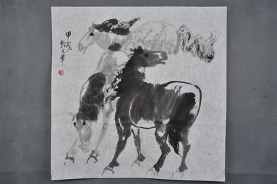 1994年邓文华静马图斗方