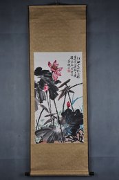 1993年车述祖荷花图卷轴